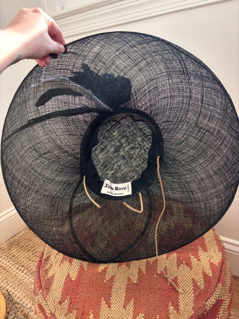 John Boyd London Vintage Black Kentucky Derby Style Fascinator Hat with Feathers - Picture 10 of 10